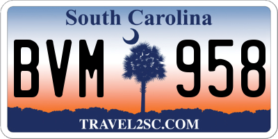 SC license plate BVM958