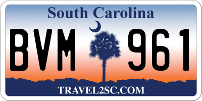 SC license plate BVM961