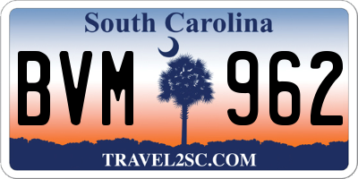 SC license plate BVM962