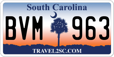 SC license plate BVM963
