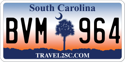 SC license plate BVM964