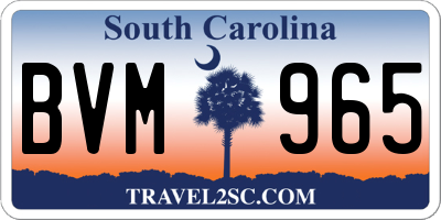 SC license plate BVM965