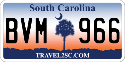 SC license plate BVM966