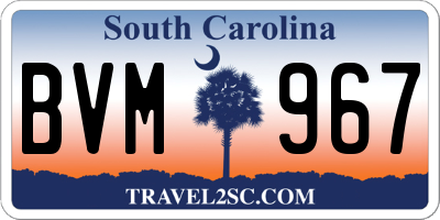 SC license plate BVM967