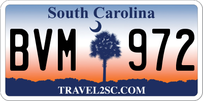 SC license plate BVM972