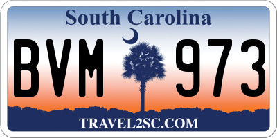 SC license plate BVM973