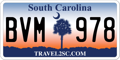 SC license plate BVM978