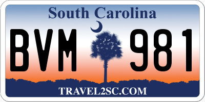 SC license plate BVM981