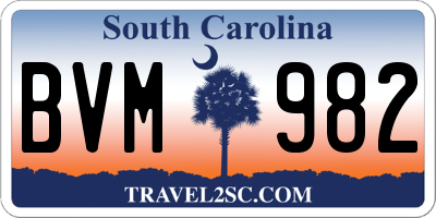 SC license plate BVM982