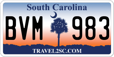 SC license plate BVM983