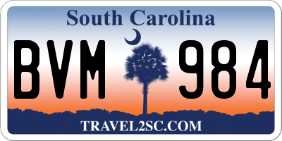 SC license plate BVM984