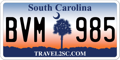 SC license plate BVM985