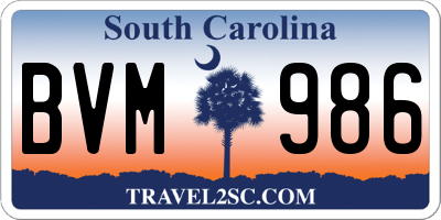 SC license plate BVM986