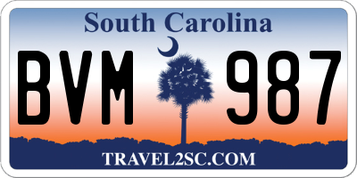 SC license plate BVM987