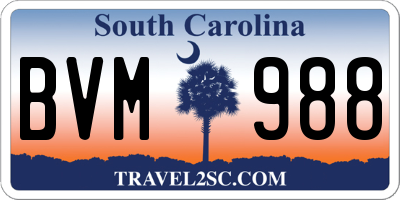 SC license plate BVM988