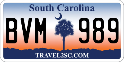 SC license plate BVM989