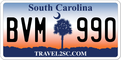 SC license plate BVM990