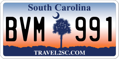 SC license plate BVM991