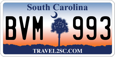 SC license plate BVM993