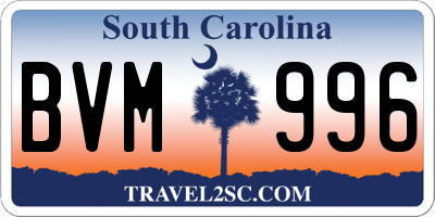 SC license plate BVM996