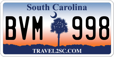 SC license plate BVM998