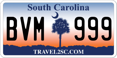 SC license plate BVM999