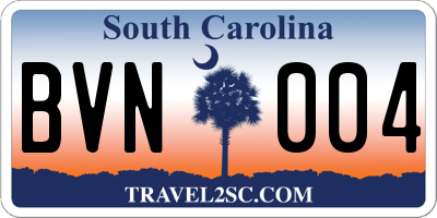 SC license plate BVN004