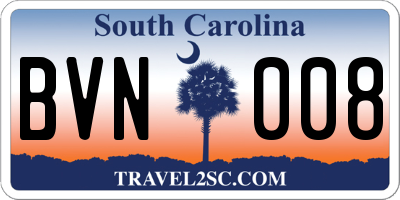 SC license plate BVN008