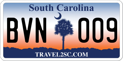 SC license plate BVN009