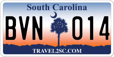 SC license plate BVN014