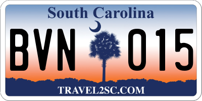 SC license plate BVN015