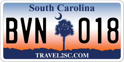 SC license plate BVN018
