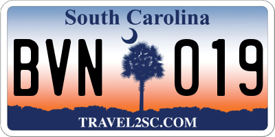 SC license plate BVN019