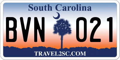 SC license plate BVN021