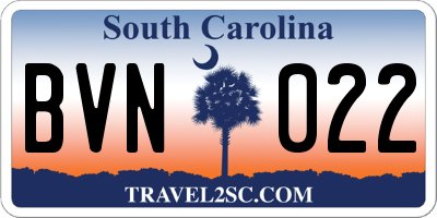 SC license plate BVN022