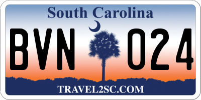 SC license plate BVN024