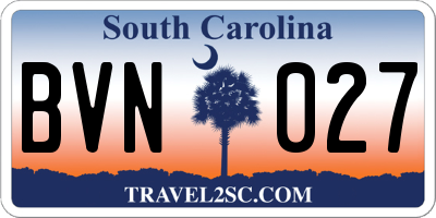 SC license plate BVN027