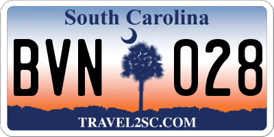 SC license plate BVN028