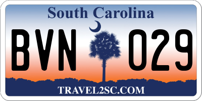SC license plate BVN029