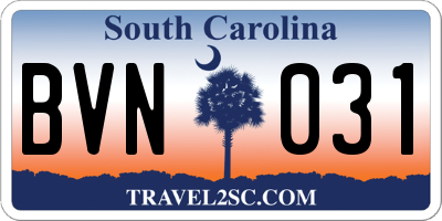 SC license plate BVN031