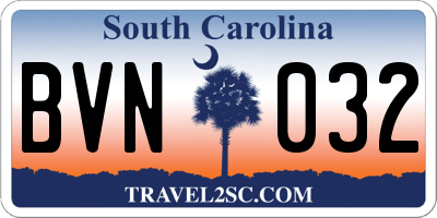 SC license plate BVN032