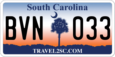 SC license plate BVN033