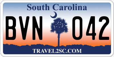 SC license plate BVN042