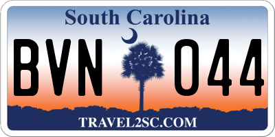 SC license plate BVN044