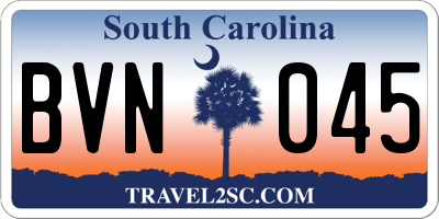 SC license plate BVN045