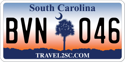SC license plate BVN046