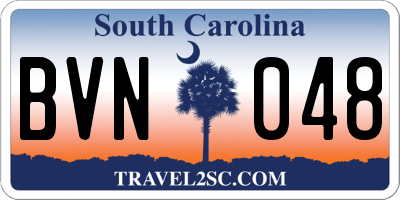 SC license plate BVN048