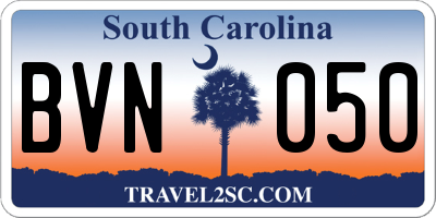 SC license plate BVN050