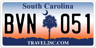 SC license plate BVN051