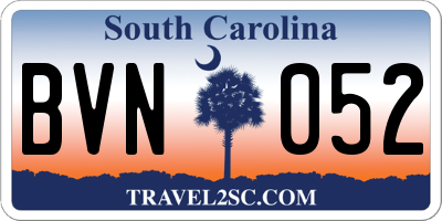 SC license plate BVN052